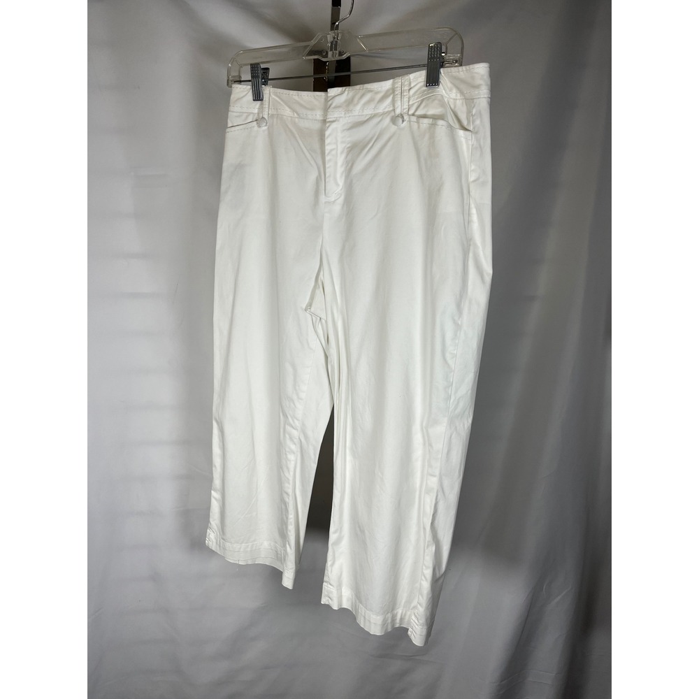 Coldwater Creek White Cropped Pants Petite 10P Straight Leg Casual Trousers
